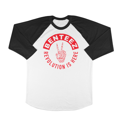 AS051White-Black Men Unisex 3-4 sleeve Raglan T-Shirt Front