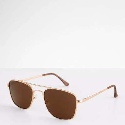 Gold Tone Browbar Sunglasses